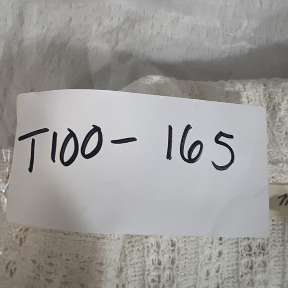 Madewell Womens XL Ivory Crochet Sweater Collared V-Neck Short Sleeve Retro Boho - Picture 12 of 12